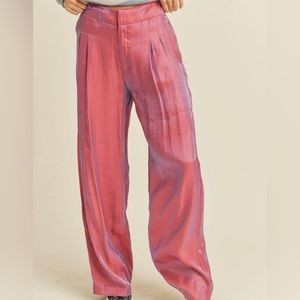 Pink Metallic Wide Leg Pant